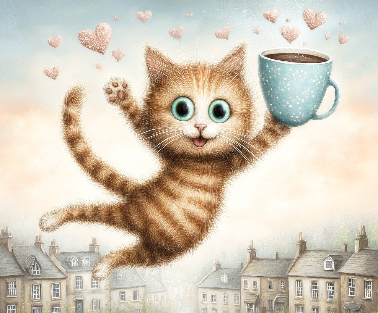 happy morning cofee cat